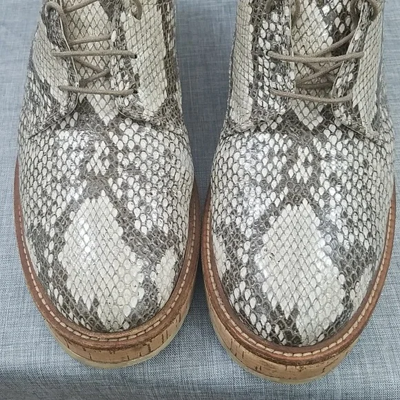 AGL Attilio Giusti Leomruni Oxfords Shoe Snake Print Leather cork platform 41 - Picture 7 of 14